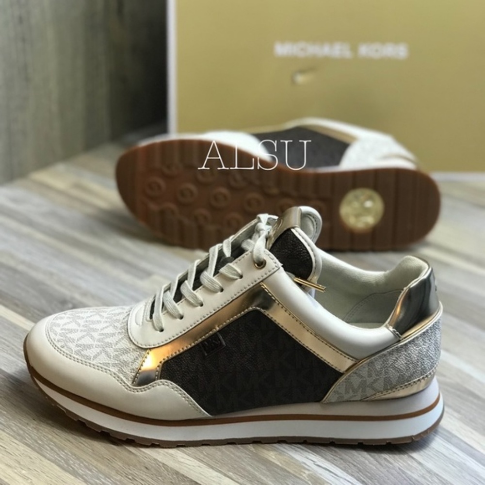 Michael Kors Maddy Trainer Mini MK Logo Vanil W - Picture 4 of 7